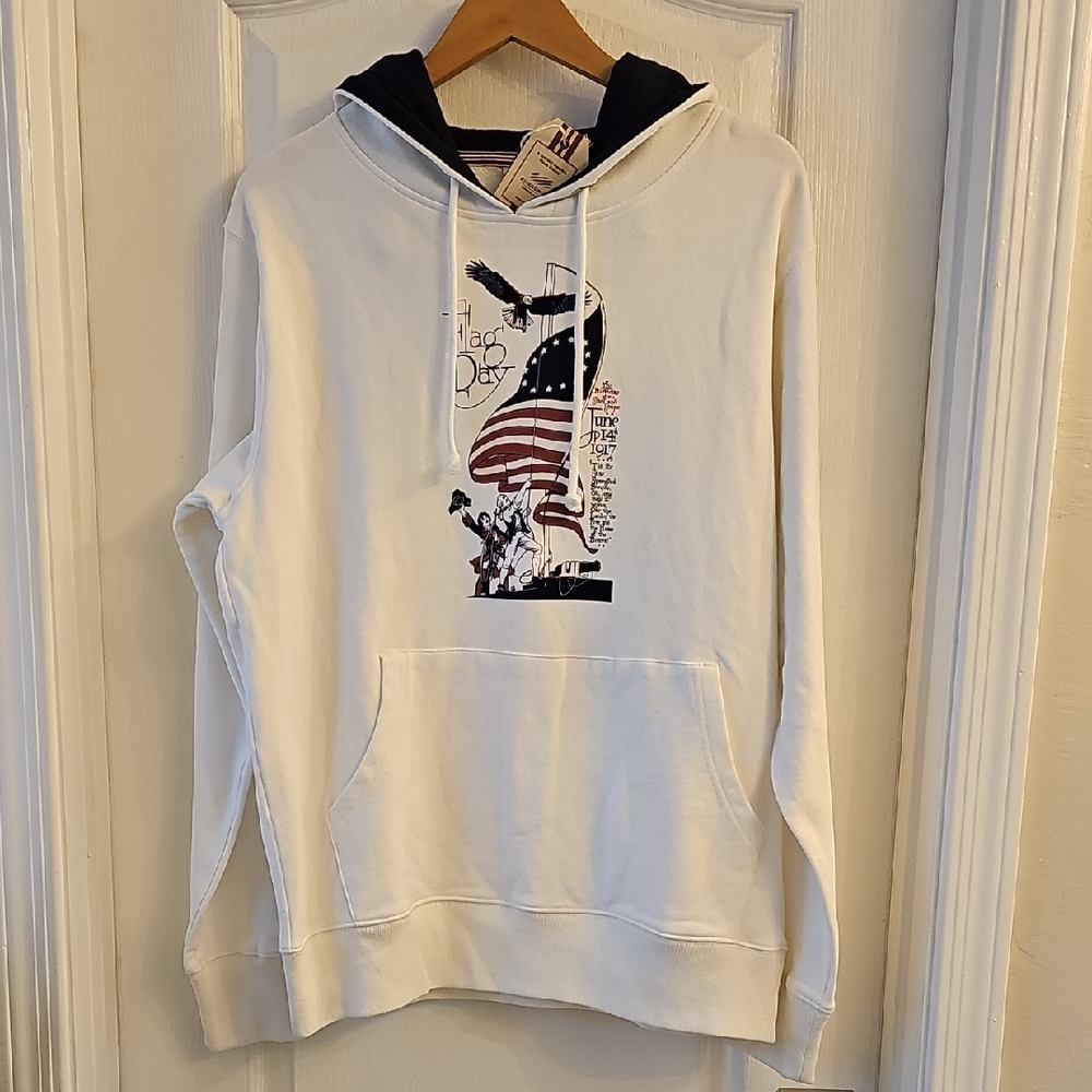 Rockwell Flag Day Patriotic White Hoodie for Men